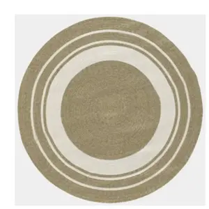 DECOWEB Tapis rond imitation fibres naturelles extérieur et intérieur - Provence - Aspect jute - Ø 120 cm pas cher