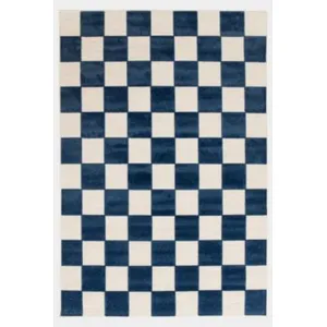 Tapis extérieur et intérieur motif damier - Marius - Bleu - 160 x 230 ... pas cher