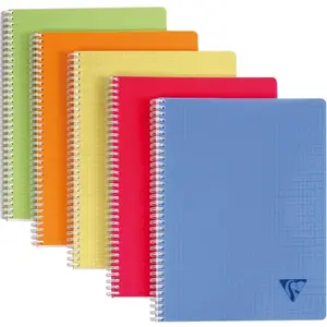 Clairefontaine-Notitieboeken-Linicolor-5-st-A4-90-vel-geruit-5x5-mm pas cher