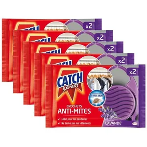 CATCH Lot de 5 Anti-Mites Lavande Crochets x2 - TP18 pas cher