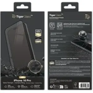 Pack TigerGlass Protection d'écran en verre trempé + Camera Ring pour iPhone 16 Pro pas cher