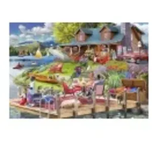 Bluebird Puzzle Lake View Cabin Mountain Time Puzzle-F-90925 pas cher
