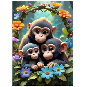 Bluebird Puzzle Cute Monkeys Puzzle-F-90949 pas cher