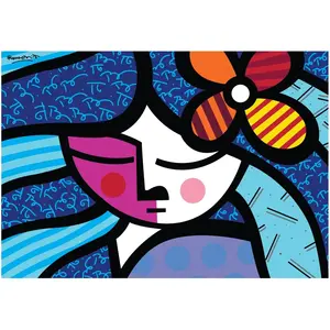 Bluebird Puzzle Romero Britto - Girl with flower Puzzle-F-90019