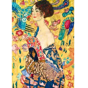 Bluebird Puzzle kunst puzzel Gustave Klimt Lady with Fan 1000 stukjes.