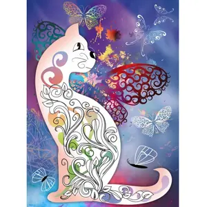 Grafika Le Chat et les Papillons F-30415 pas cher