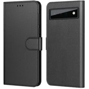Coque pour Google Pixel 6 - Portefeuille Noir Rabat Clapet Aimanté Rangement Cartes Phonillico® pas cher