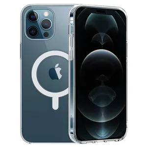 Coque pour iPhone 14 PRO - Silicone Transparent avec Cercle magnétique intégré Phonillico® pas cher