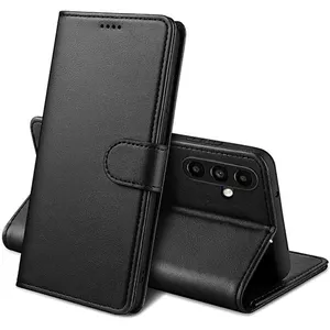 Coque pour Samsung Galaxy A35 5G - Portefeuille Noir Rabat Clapet Aimanté Rangement Cartes Phonillico® pas cher