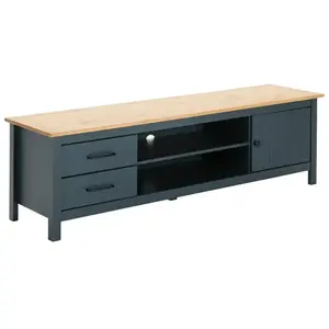 Meuble TV - ALTOBUY - TINA - Bois Ciré - Bleu Pétrole - 1 Porte 2 Tiroirs pas cher