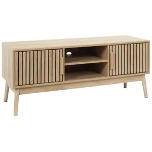 ALTOBUY PAJAN - Meuble TV 2 Portes Effet Bois avec Tasseaux pas cher