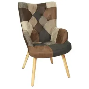 ALTOBUY MELO - Fauteuil Patchwork Motifs Nuances de MarronVendu parcdiscount