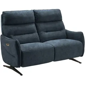 ALTOBUY LISBOA - Canapé Relax Electrique 2 Places Tissu Bleu Pieds Métal pas cher
