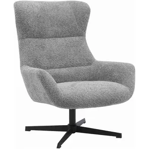 ALTOBUY BORIS - Fauteuil Tissu Peluche Gris Pied Pivotant Métal Noir pas cher