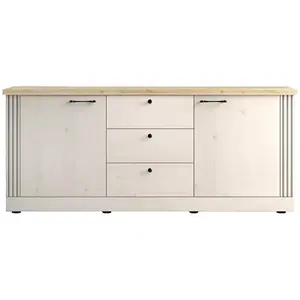 ALTOBUY NASHVIL - Buffet 2 Portes 3 Tiroirs Aspect Chêne Blanchi et Ch... pas cher
