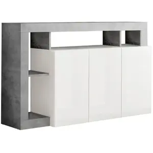 Buffet - ALTOBUY - ARTURO - 3 Portes - Blanc Laqué - Finition Aspect C... pas cher