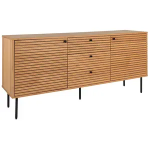 ALTOBUY LOWAN - Buffet 3 Tiroirs 2 Portes Effet Tasseaux Teinté Chêne Clair pas cher