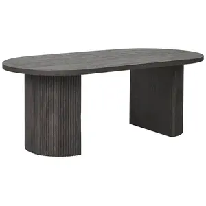 ALTOBUY ANKARA - Table basse Ovale Pieds Relief MDF Effet bois foncé pas cher