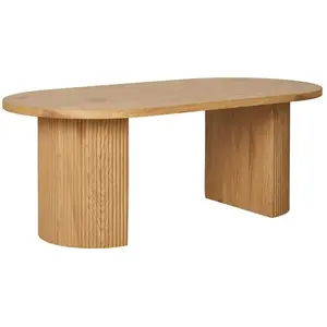 ALTOBUY ANKARA - Table basse Ovale Pieds Relief MDF Effet bois naturel pas cher