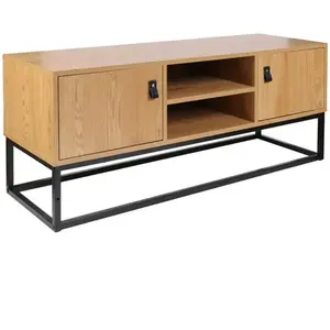 Meuble TV - ALTOBUY - Abril - 2 Portes - Aspect Bois et Pieds Métal pas cher