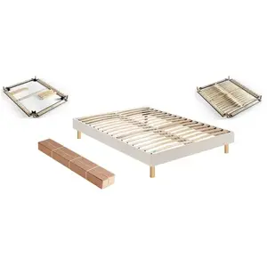 MERINOS Sommier 140 x 190 Self Kit tisse sable blanc 1419 pas cher