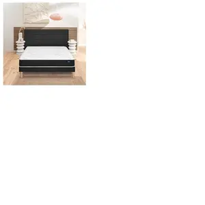 Ensemble matelas Bultex nano mousse Bodysoft coton et laine Ultimum sommier Mediano gris fumé et pieds 140x200 pas cher