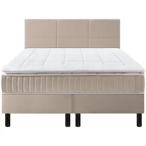 Ensemble boxspring surmatelas + matelas + sommier + tête de lit + pieds chenillé lin Epeda ENCHANTEUR 180x200Vendu parcdiscount