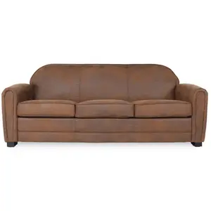 Canapé club 3 places William Vintage - Marron - Microfibre pas cher