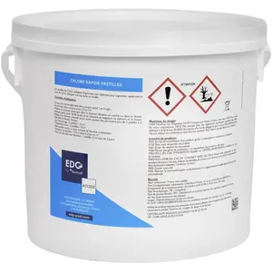Chlore Rapide Piscine    EDG ACCESS - Pastilles 25g   Seau 5kg - Spécial Eau Verte   Action Choc