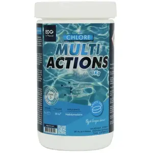 Chlore Multi Actions Piscine - EDG  - Galets 250g - Pot 1kg - Chlore Multi Fonctions Longue DuréeVendu parcdiscount