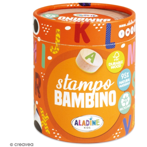 Set de 28 tampons bois et un encreur 'Aladine - Stampo Bambino' Alphabet