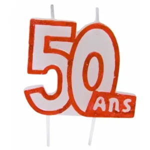 Bougie anniversaire blanc/ROUGE 50 ans pas cher