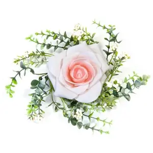 HOBI Centre de table rose et feuillage rose 18 cm pas cher