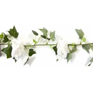 HOBI Guirlande de Roses Blanches et feuilles de lierre 1m70 pas cher