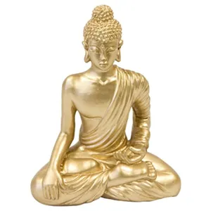 Objet décoratif - Bouddha - Centre de table - Résine - 13x10cm - Couleur or pas cher