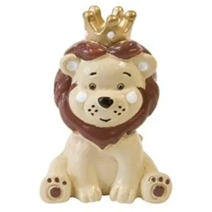 HOBI FIGURINE RÉSINE LION COURONNÉ DORÉE 6X4CM Jaune pas cher