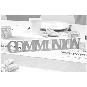DÉCO TABLE COMMUNION 30X5X1.2CM DÉGRADÉ ARGENT  Gris, Argent pas cher