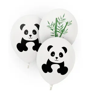 HOBI Lot de 8 ballons en latex - Panda Bambou - Blanc - Diamètre 25cm pas cher