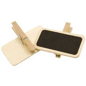 HOBI Lot de 12 mini ardoise sur pince en bois naturel pas cher