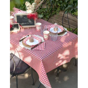 Nappe en rouleau intissé opaque Vichy rouge 5 Mètres pas cher