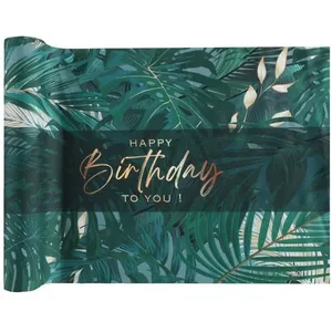 SANTEX 1 Chemin de table anniversaire Jungle tropicale: Happy Birthday 28cm x 3m REF/8529 pas cher