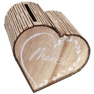 SANTEX URNE BOIS CUR MARIAGE 24X24X15CM NATURE pas cher