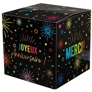 SANTEX URNE CARTON ANNIVERSAIRE FESTIF MULTI 20CM NOIR pas cher