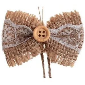 SANTEX - 6 mini strikjes van jute en kant 5 cm landelijke decoratie pas cher