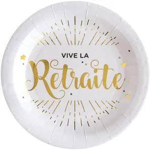 Assiettes jetables - VIVE RETRAITE - Blanc - 10 pièces pas cher