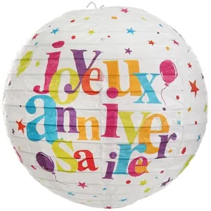 SANTEX Lanterne Joyeux Anniversaire festif multicolore pas cher