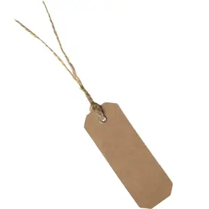 Santex cadeaulabels kraft met touw - set 12x stuks - bruin/naturel - 3 x 8 cm - naam tags pas cher
