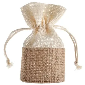 Aumonière à dragées jute naturelle Sachet de 4 Aumonières à dragée en jute 5,3x10xcm pas cher