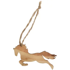 SANTEX - 6 paarden-plaatskaarten met koord van natuurlijk hout 7 x 4,2 cm voor verjaardag pas cher
