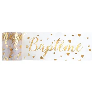 SANTEX RUBAN TULLE POLYESTER BAPTÊME CUR 8CMX10M OR pas cher